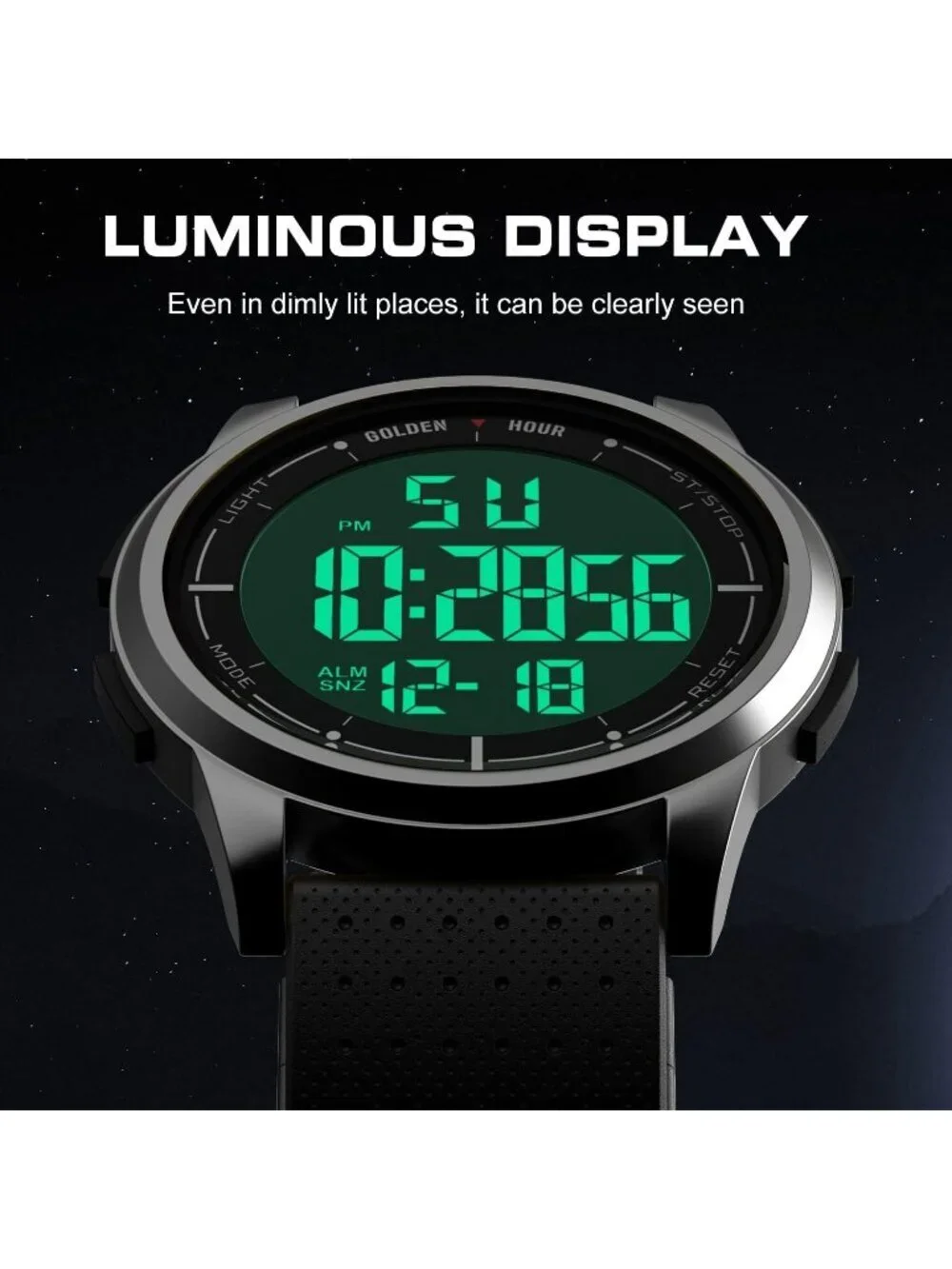 Men's Silver Rubber Strap Ultra-Thin Minimalist Sports Waterproof Digital Watch